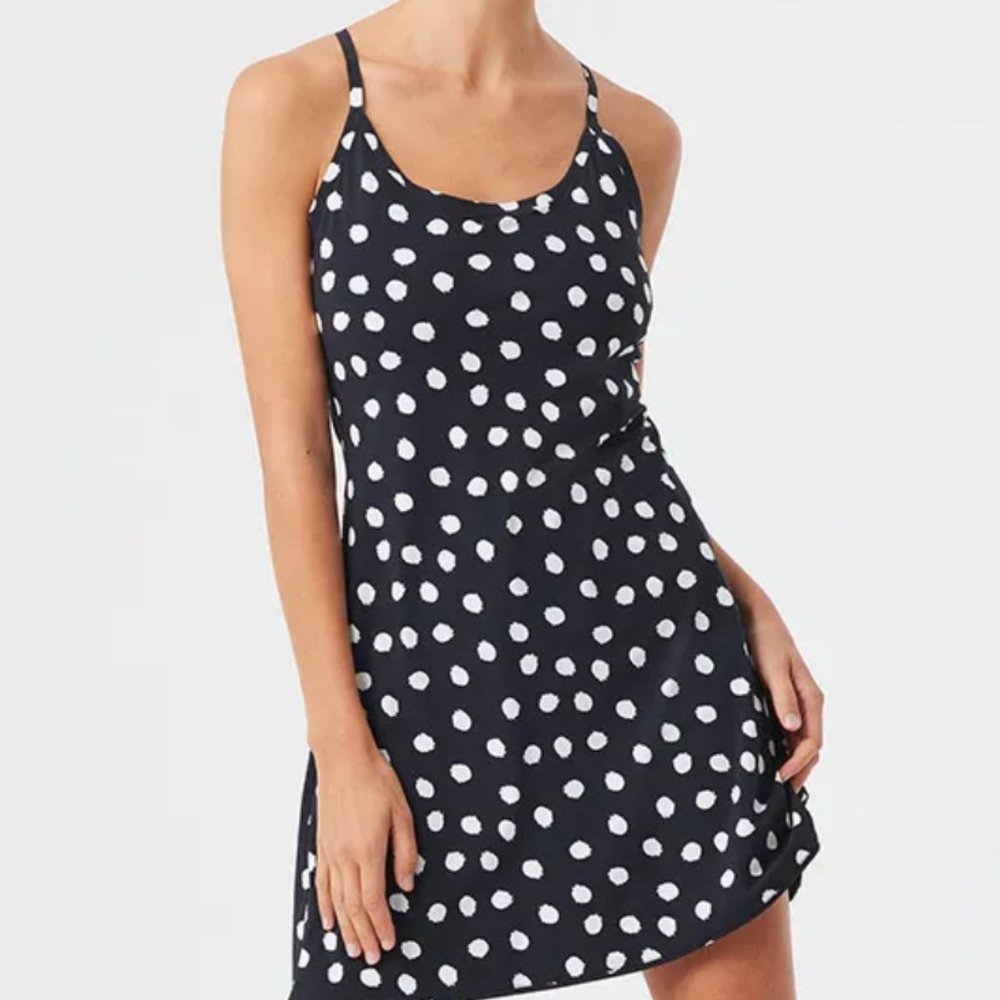 NWOT BLACK POLKA DOT EXERCISE DRESS